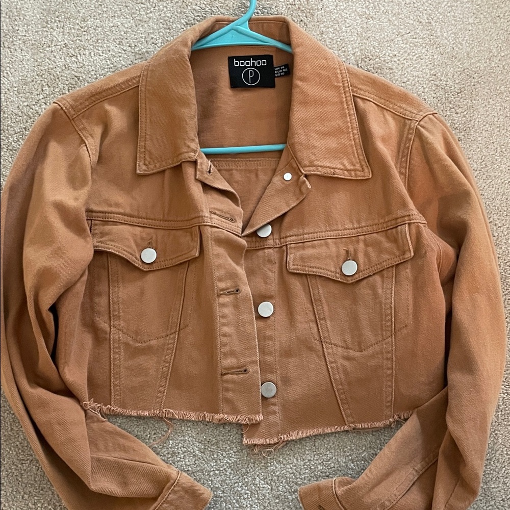 Rust Colored Cropped Denim Jacket - image 1